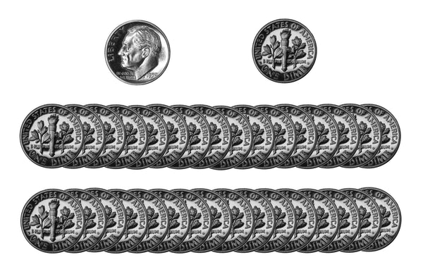 1950 Roosevelt Dime Gem Proof 90% Silver Roll (50 Coins)