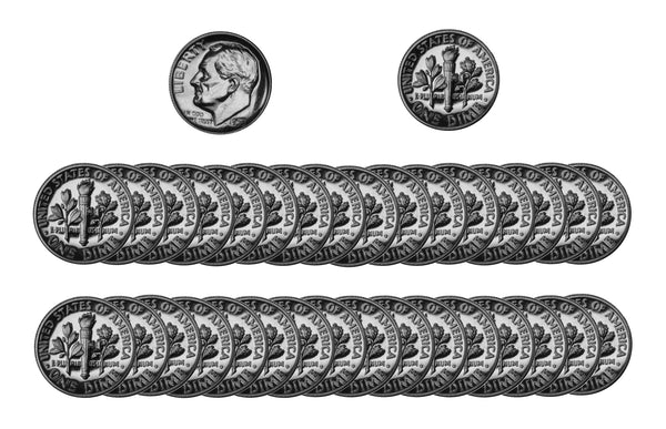1953 Roosevelt Dime Gem Proof 90% Silver Roll (50 Coins)