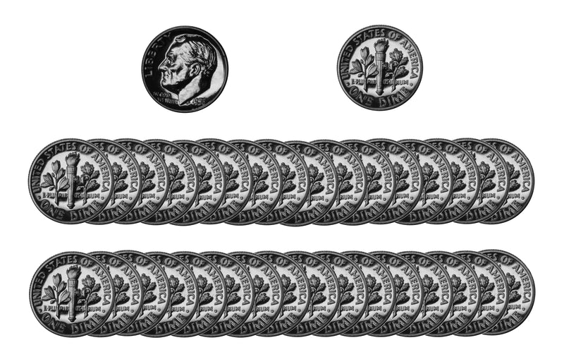 1956 Roosevelt Dime Gem Proof 90% Silver Roll (50 Coins)