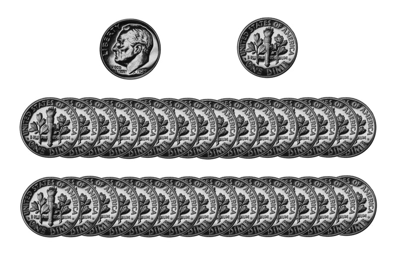 1957 Roosevelt Dime Gem Proof 90% Silver Roll (50 Coins)