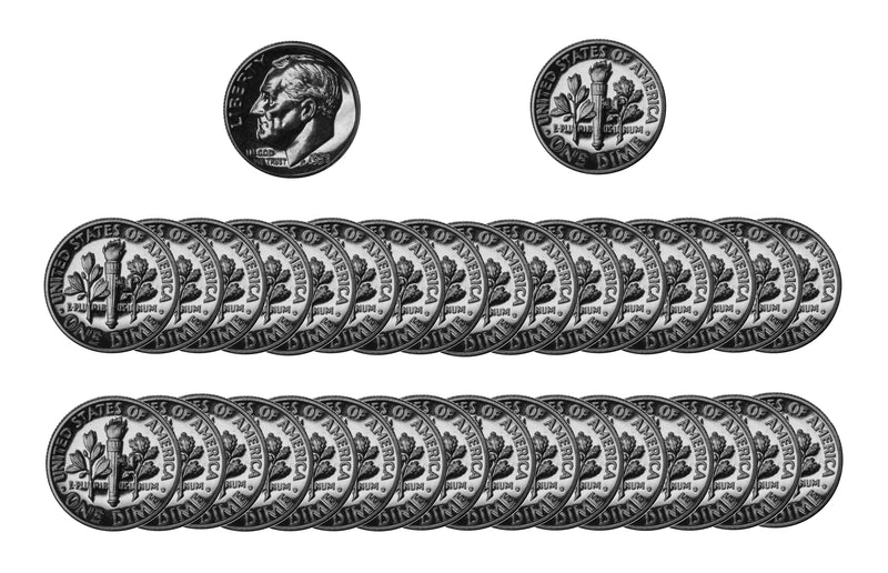 1958 Roosevelt Dime Gem Proof 90% Silver Roll (50 Coins)