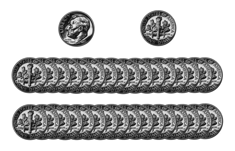 1959 Roosevelt Dime Gem Proof 90% Silver Roll (50 Coins)