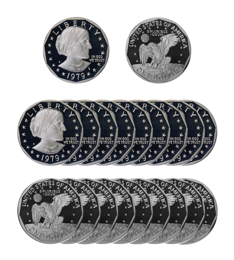 1979 S Susan B Anthony Dollar Gem Deep Cameo Proof Roll CN-Clad (20 Coins) Type 2 (Clear S)