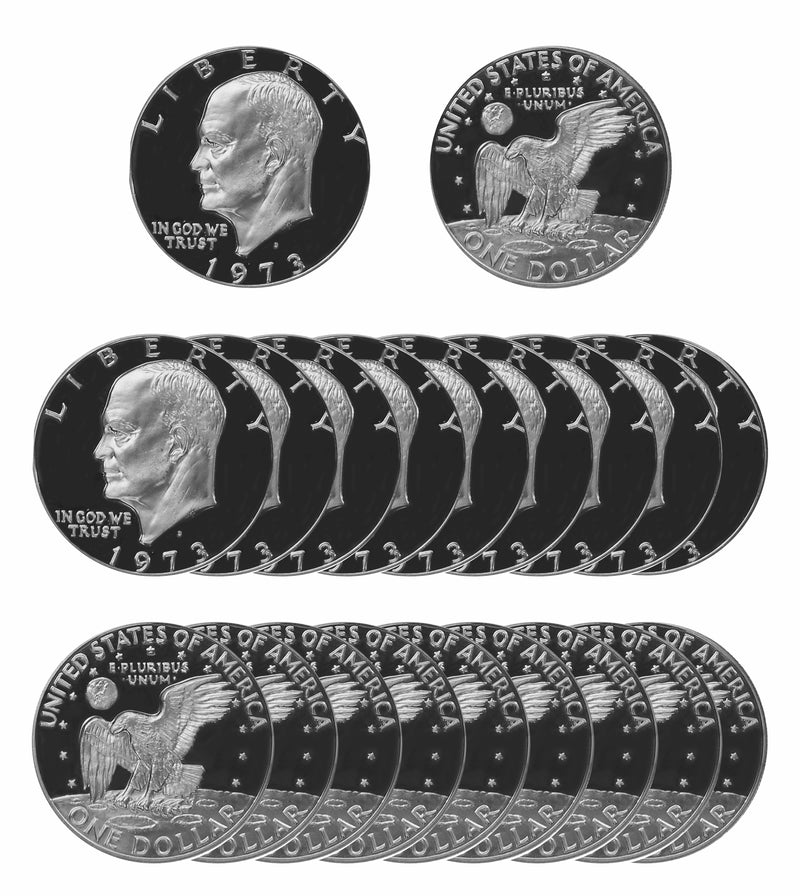 1973 S Eisenhower Dollar Gem Deep Cameo Proof Roll CN-Clad (20 Coins)