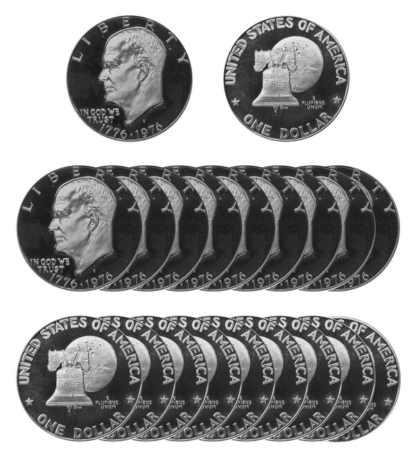 1976 S Eisenhower Dollar Deep Cameo Proof Bicentennial Roll CN-Clad (20 Coins) Type 1
