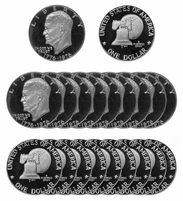 1976 S Eisenhower Dollar Deep Cameo Proof Bicentennial Roll CN-Clad (20 Coins) Type 2