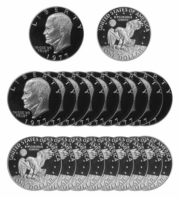 1977 S Eisenhower Dollar Gem Deep Cameo Proof Roll CN-Clad (20 Coins)