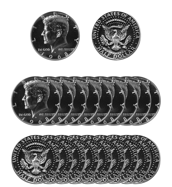 1968 S Kennedy Half Dollar Proof Roll 40% Silver (20 Coins)