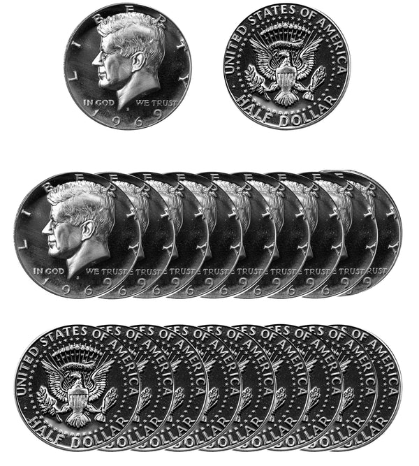 1969 S Kennedy Half Dollar Proof Roll 40% Silver (20 Coins)