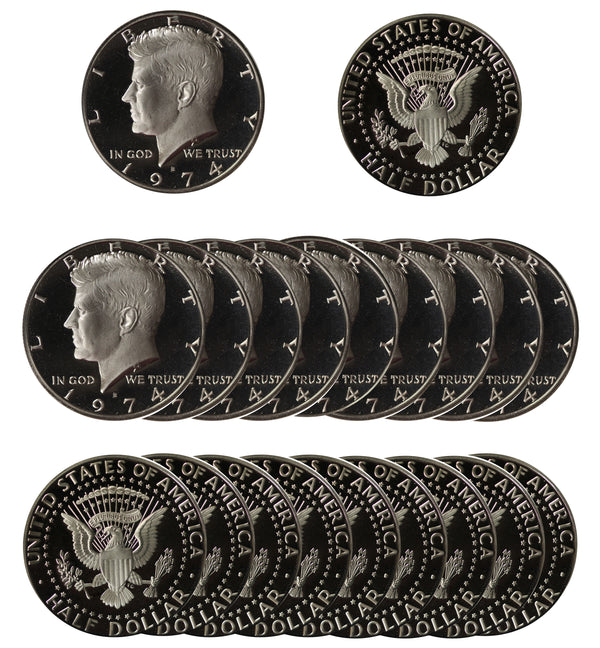 1974 S Kennedy Half Dollar Gem Proof Roll CN-Clad (20 Coins)
