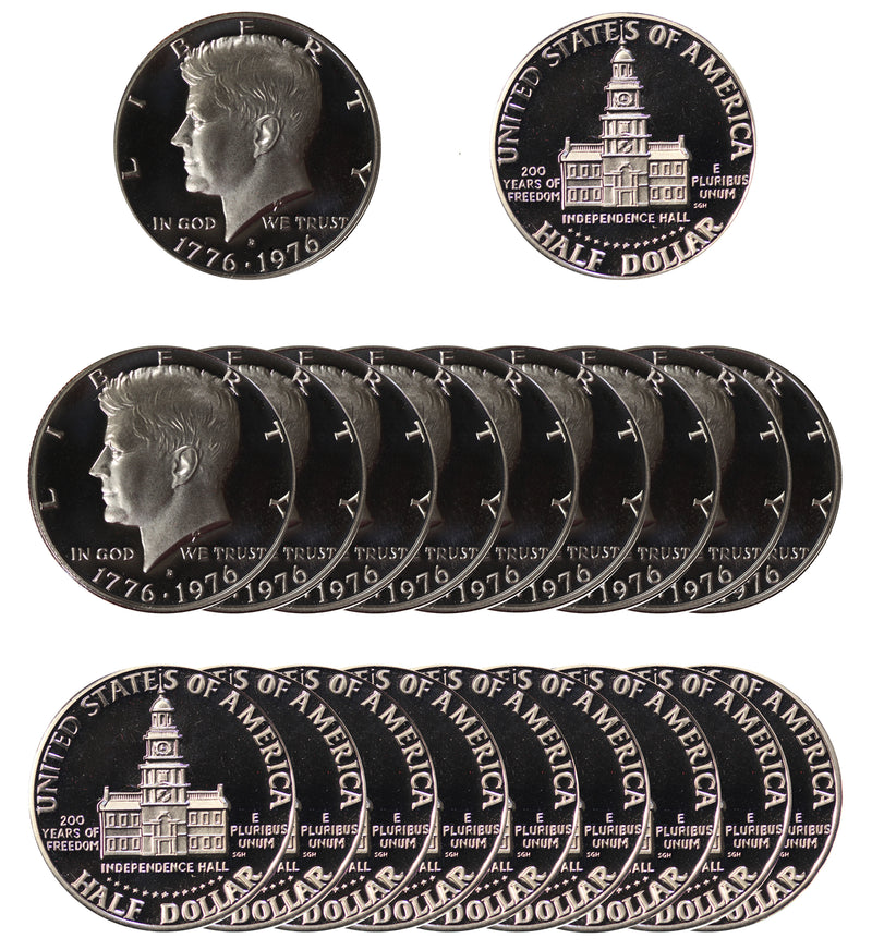 1976 Kennedy Half dollar Gem Proof Roll 40% Silver (20 Coins) Bicentennial