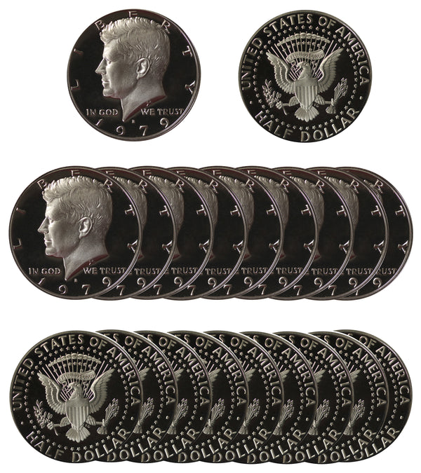 1979 S Kennedy Half Dollar Gem Deep Cameo Proof Roll CN-Clad (20 Coins) Type 2 (Clear S)