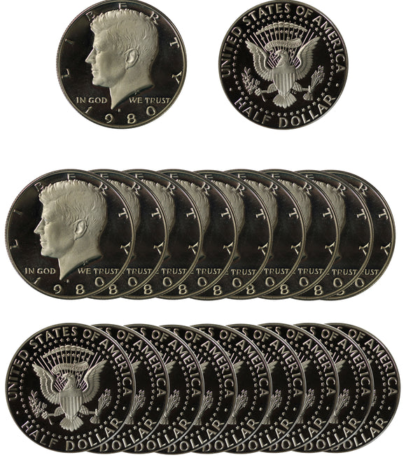 1980 S Kennedy Half Dollar Gem Deep Camoe Proof Roll CN-Clad (20 Coins)