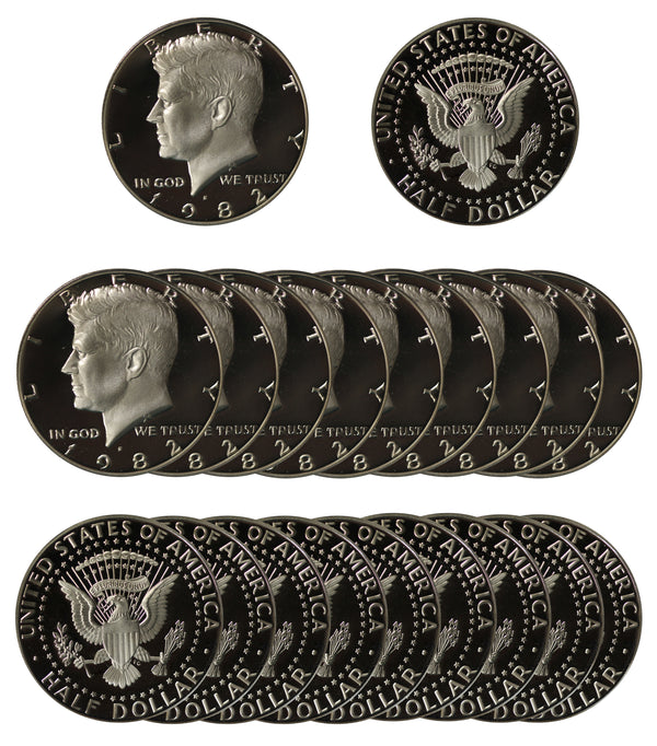 1982 S Kennedy Half Dollar Gem Proof Roll CN-Clad (20 Coins)