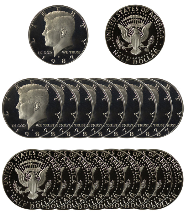 1987 S Kennedy Half Dollar Gem Proof Roll CN-Clad (20 Coins)