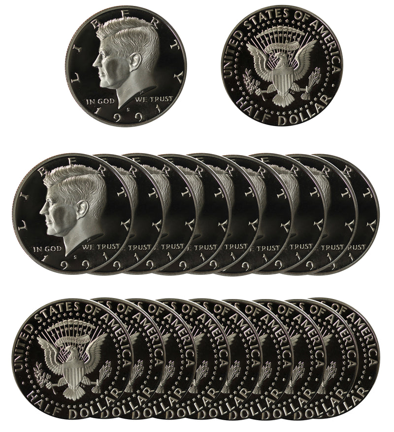 1991 S Kennedy Half Dollar Gem Proof Roll CN-Clad (20 Coins)