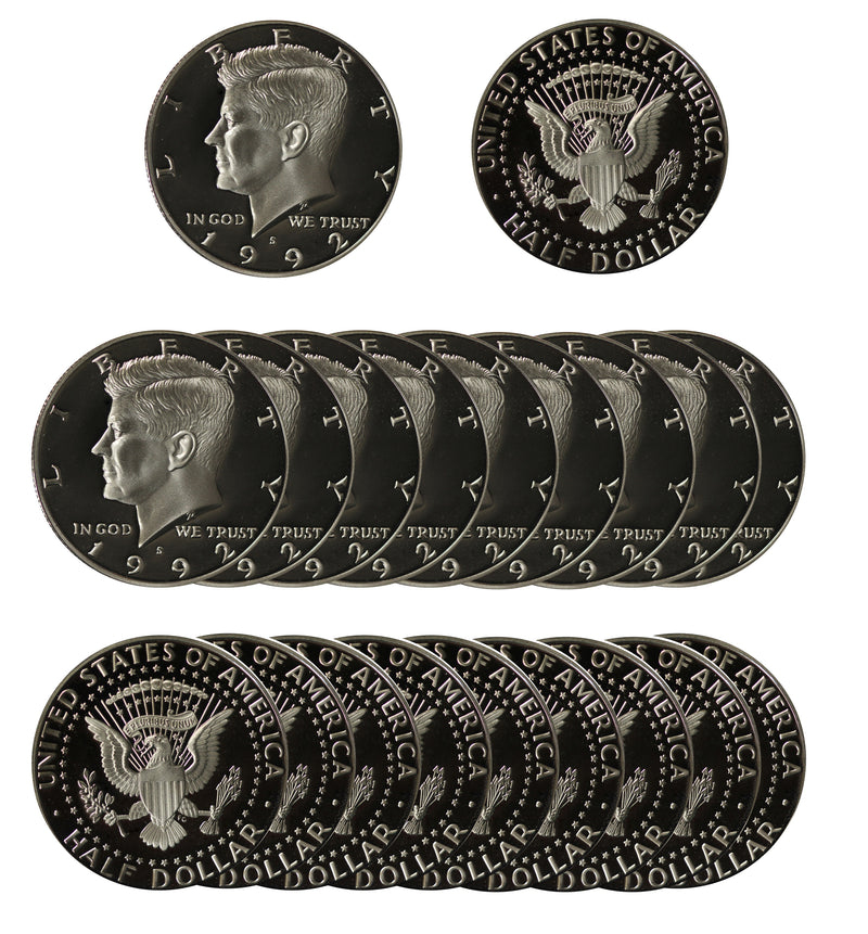 1992 S Kennedy Half Dollar Gem Proof Roll CN-Clad (20 Coins)