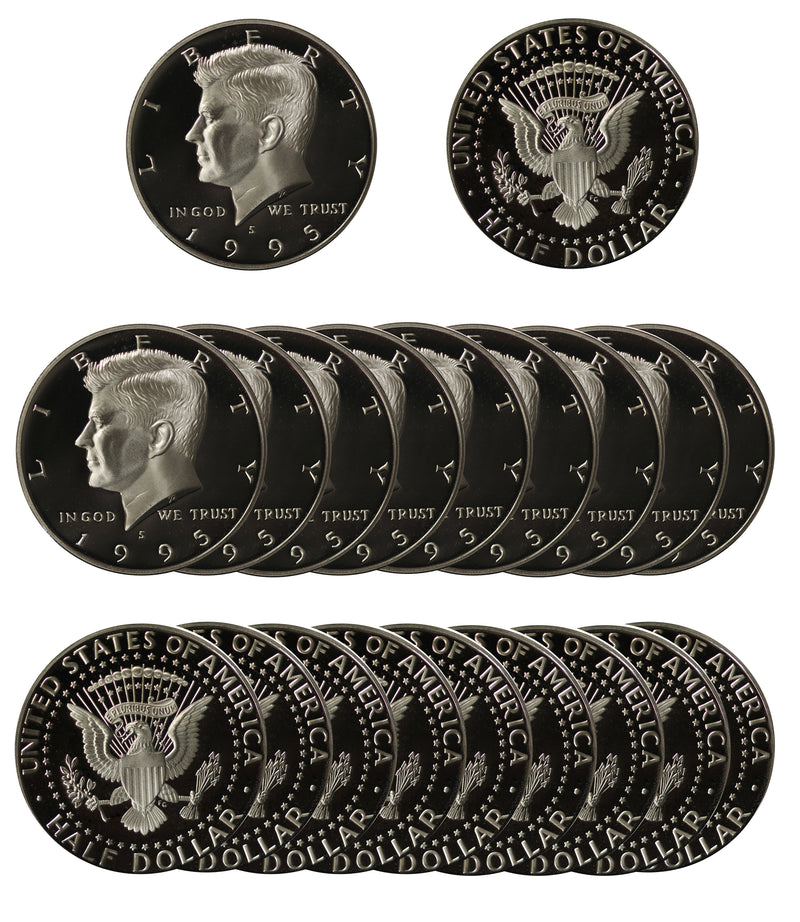 1995 S Kennedy Half Dollar Gem Proof Roll CN-Clad (20 Coins)