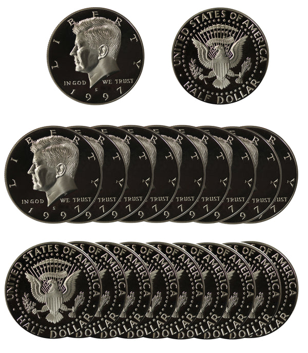 1997 Kennedy Half Dollar Gem Cameo Proof 90% Silver Roll (20 Coins)