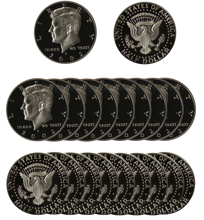 2002 S Kennedy Half Dollar Gem Proof Roll CN-Clad (20 Coins)