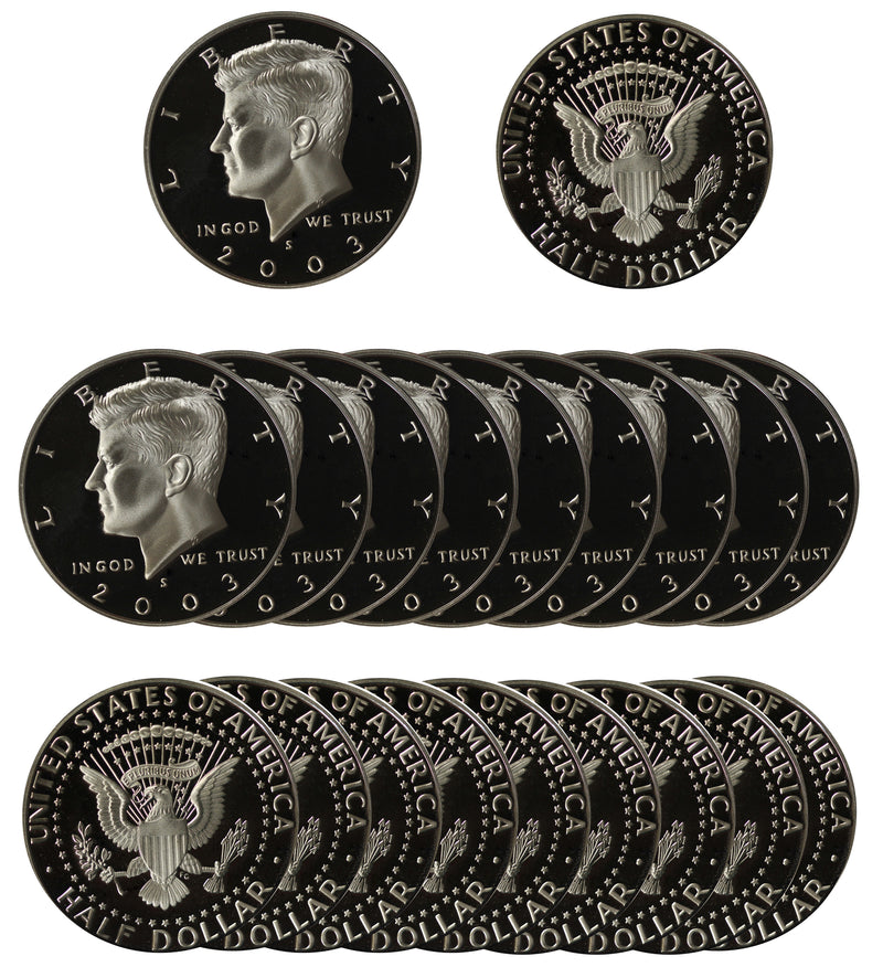2003 S Kennedy Half Dollar Gem Proof Roll CN-Clad (20 Coins)