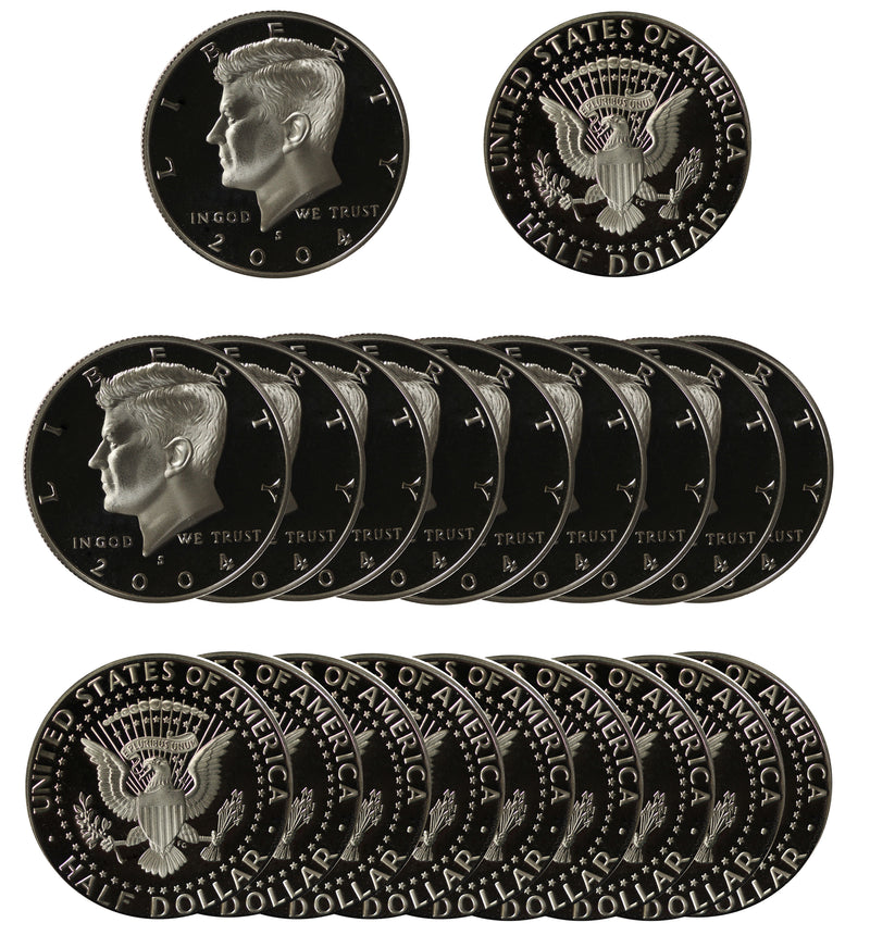 2004 S Kennedy Half Dollar Gem Proof Roll CN-Clad (20 Coins)