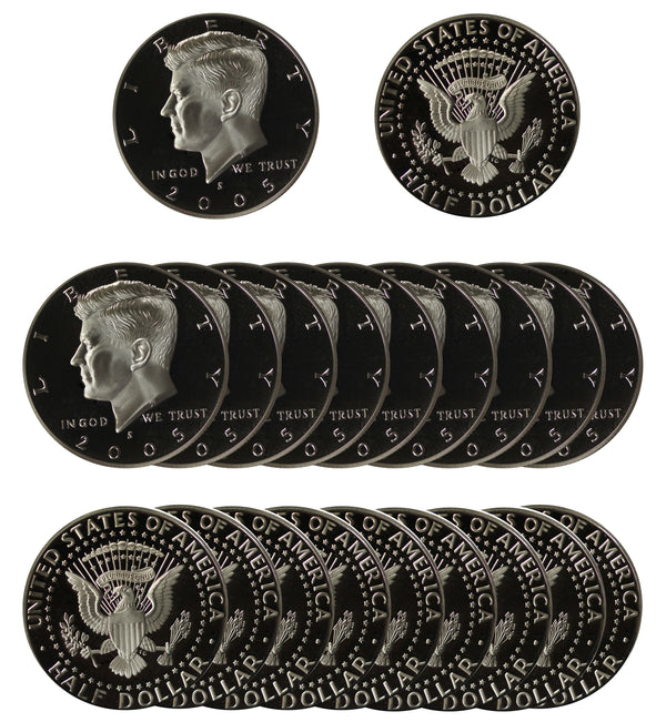 2005 Kennedy Half Dollar Gem Cameo Proof 90% Silver Roll (20 Coins)