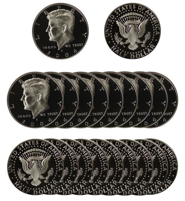 2006 Kennedy Half Dollar Gem Cameo Proof 90% Silver Roll (20 Coins)
