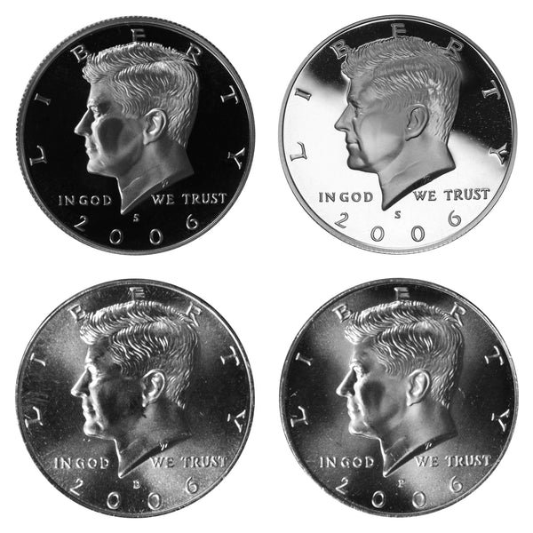 2006 P D S S Kennedy Half Dollar Year set Silver & Clad Proof & BU US 4 Coin lot