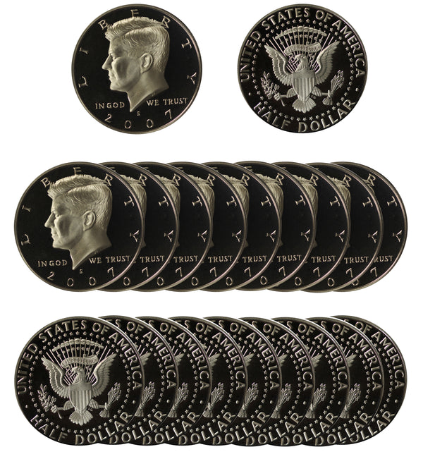 2007 Kennedy Half Dollar Gem Cameo Proof 90% Silver Roll (20 Coins)