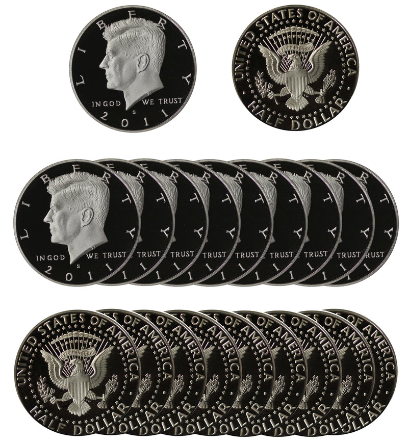 2011 Kennedy Half Dollar Gem Cameo Proof 90% Silver Roll (20 Coins)
