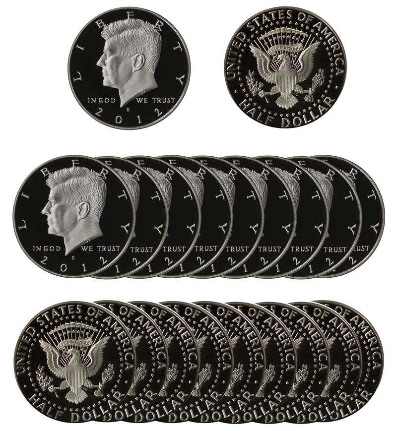 2012 Kennedy Half Dollar Gem Cameo Proof 90% Silver Roll (20 Coins)