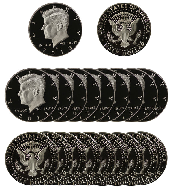 2013 Kennedy Half Dollar Gem Cameo Proof 90% Silver Roll (20 Coins)