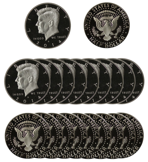 2014 Kennedy Half Dollar Gem Cameo Proof 90% Silver Roll (20 Coins)