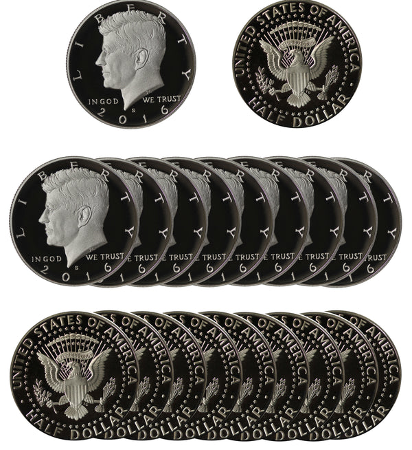 2016 Kennedy Half Dollar Gem Cameo Proof 90% Silver Roll (20 Coins)