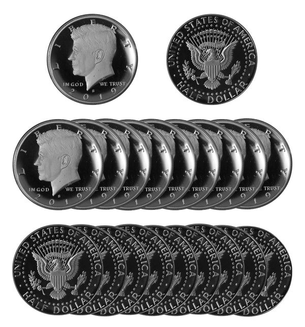 2019 Kennedy Half Dollar Gem Cameo Proof 90% Silver Roll (20 Coins)