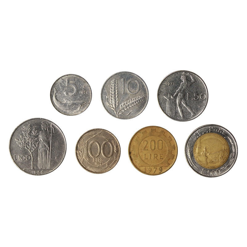 Italy Pre-Euro Circulated Type Set 7 coins