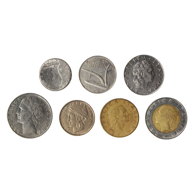 Italy Pre-Euro Circulated Type Set 7 coins