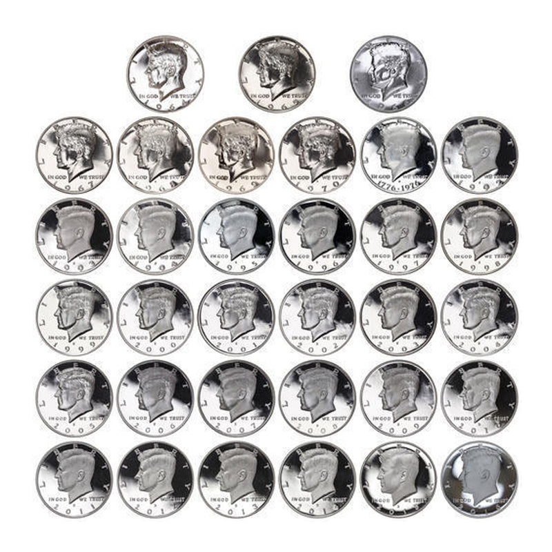1964-2017 S Proof Kennedy Half Dollar Run Silver 34 Coins