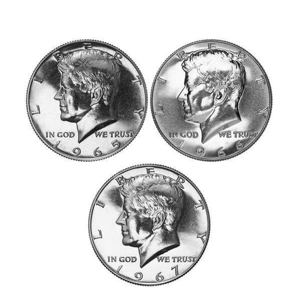 1965-1967 SMS Kennedy Half Dollar Run 40% Silver 3 Coins