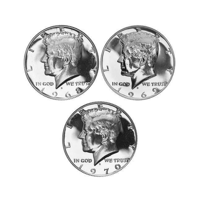1968-1970 S Proof Kennedy Half Dollar Run 40% Silver 3 Coins