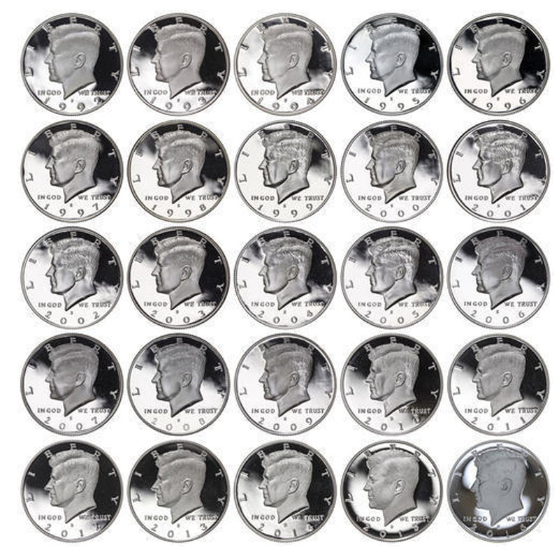 1992-2017 S Proof Kennedy Half Dollar Run 90% Silver 26 Coins