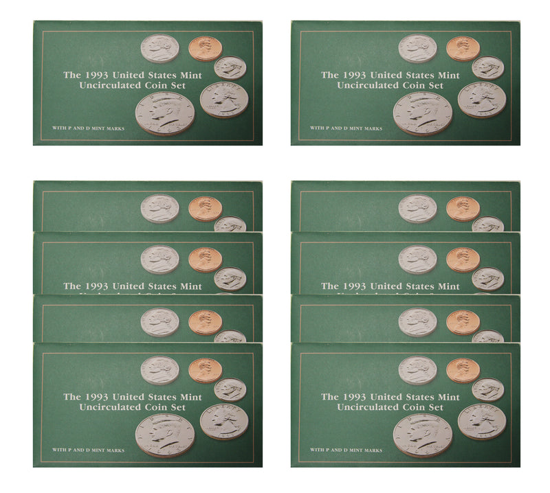 1993 PD US Mint set 10 Pack (OGP) 100 coins