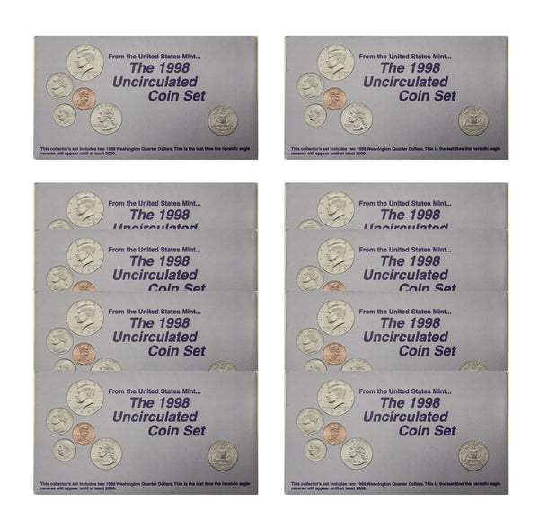 1998 PD US Mint set 10 Pack (OGP) 100 coins