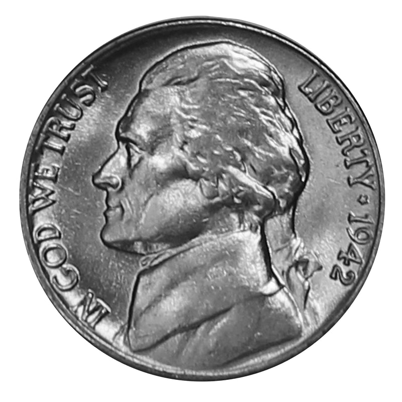 1942 P Jefferson Nickel Choice/Gem BU Roll (40 Coins)