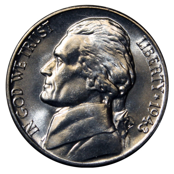1943 -P Silver War Jefferson Nickel - Choice/Gem BU US Coin