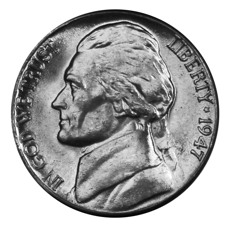 1947 D Jefferson Nickel Choice/Gem BU Roll (40 Coins)