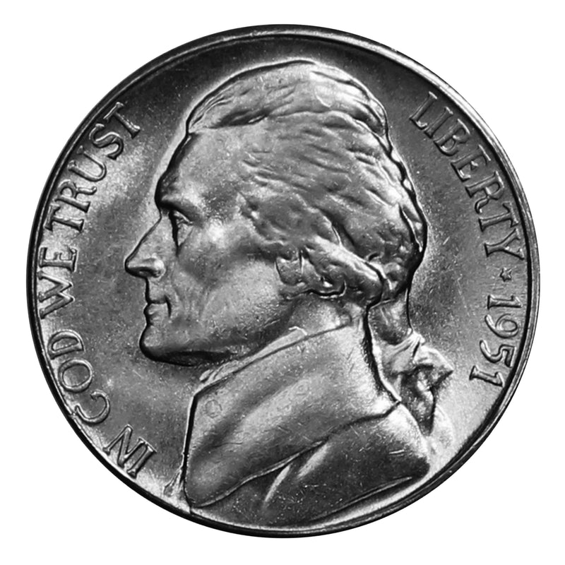 1951 S Jefferson Nickel Choice/Gem BU Roll (40 Coins)