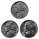 1952 P D S Jefferson Nickel Year set Choice / Gem BU US 3 Coin lot