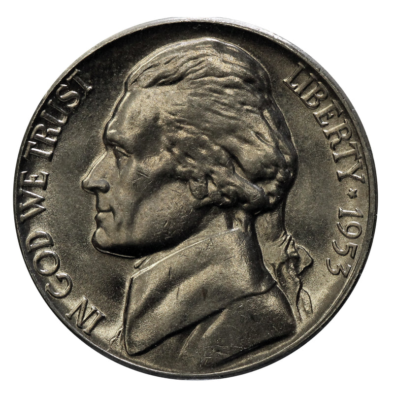 1953 P Jefferson Nickel Choice/Gem BU Roll (40 Coins)